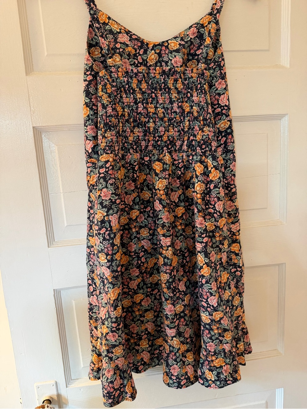 Old Navy Navy Floral Camisole Dress with Pink and Orange Blooms - Picture 2 of 3